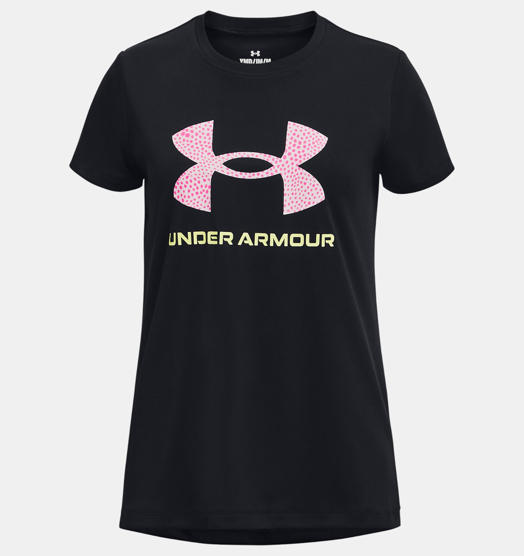 Girls' UA Tech™ Print Fill Big Logo Short Sleeve, Black, pdpZoomDesktop image number 0